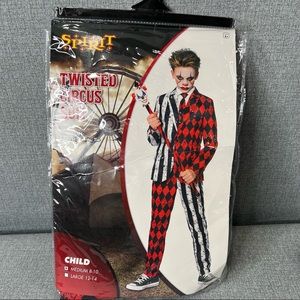 Spirit Halloween Youth Medium 8-10 Twisted Circus Clown Joker Suit Jacket Pants